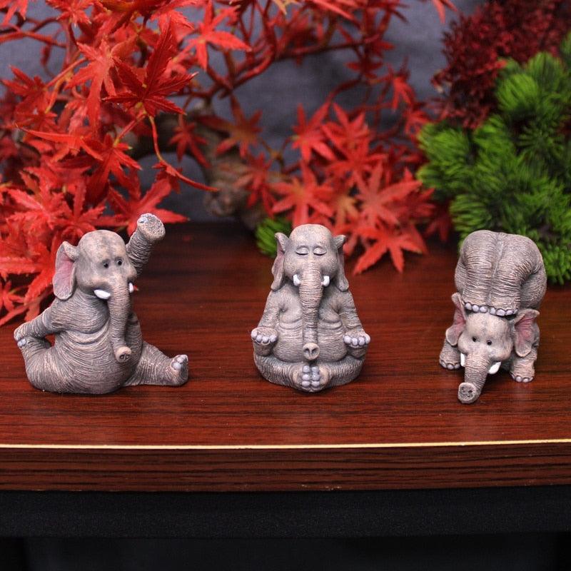 Estatuetas Família Elefante Yoga 3 peças - My Store