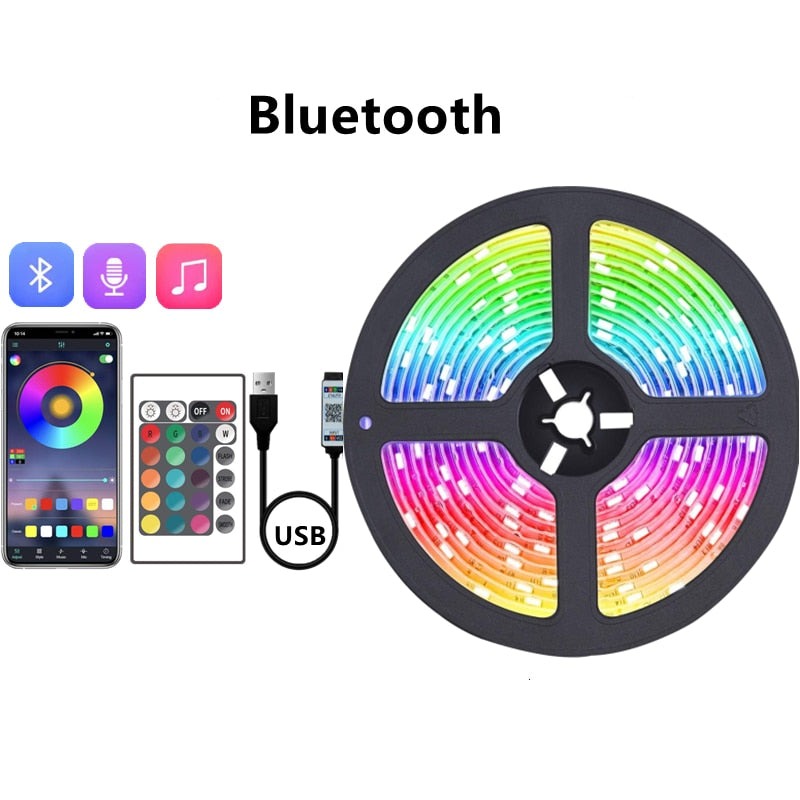 Fita de Led com Controle Remoto 1M-20M RGB Bluetooth